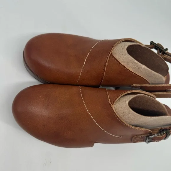 B.O.C. Women’s 8M Cecilia Brown Leather Platform Heeled Clog Clogs Shoes - Picture 6 of 13